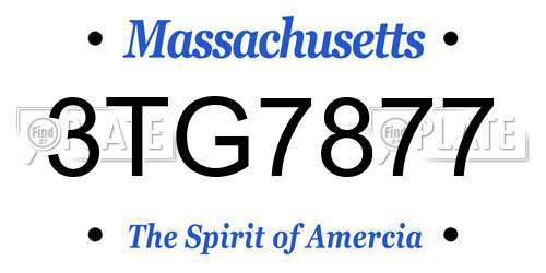 3TG7877 Massachusetts License Plate
