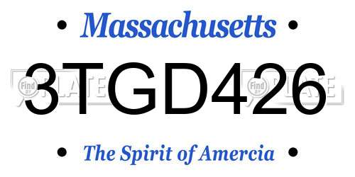 3TGD426 Massachusetts License Plate