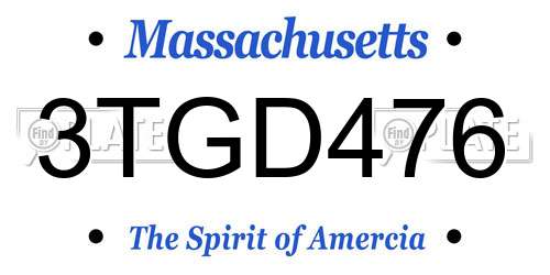 3TGD476 Massachusetts License Plate