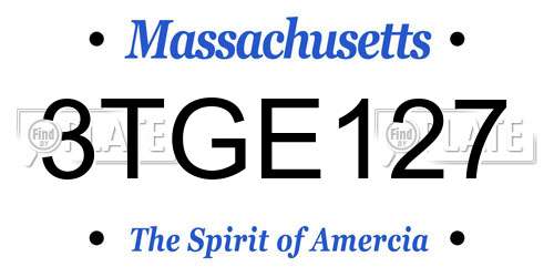 3TGE127 Massachusetts License Plate