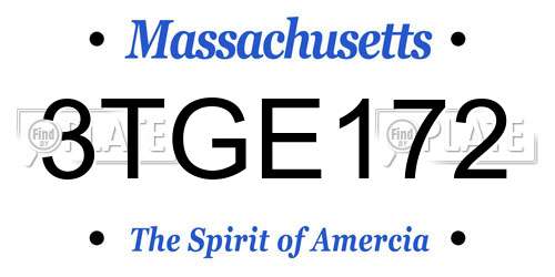3TGE172 Massachusetts License Plate
