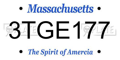 3TGE177 Massachusetts License Plate