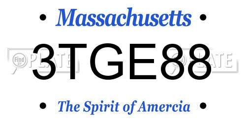 3TGE88 Massachusetts License Plate