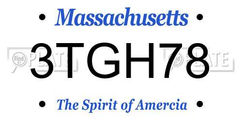 3TGH78 Massachusetts License Plate