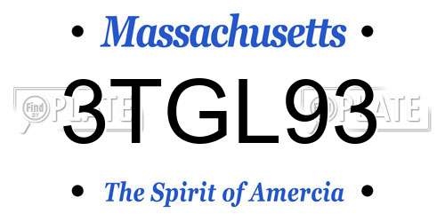 3TGL93 Massachusetts License Plate