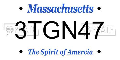3TGN47 Massachusetts License Plate