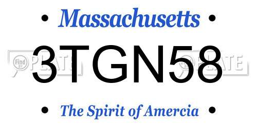3TGN58 Massachusetts License Plate