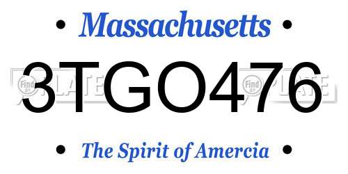 3TGO476 Massachusetts License Plate