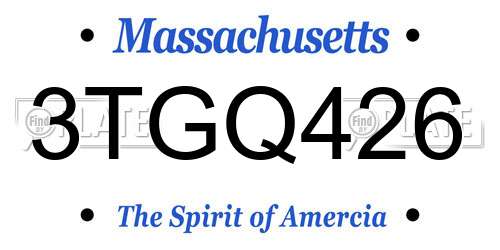 3TGQ426 Massachusetts License Plate