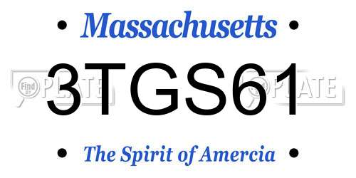 3TGS61 Massachusetts License Plate