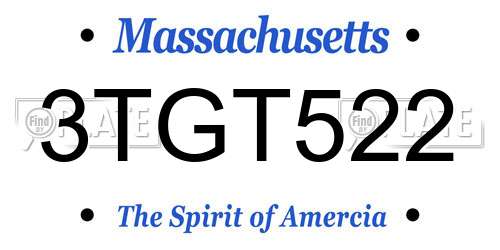 3TGT522 Massachusetts License Plate