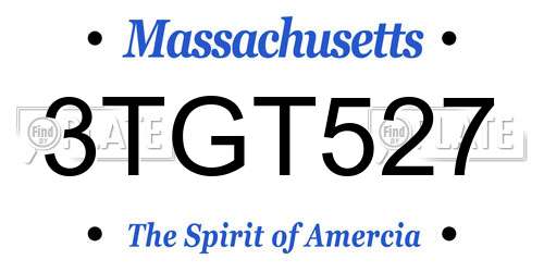 3TGT527 Massachusetts License Plate
