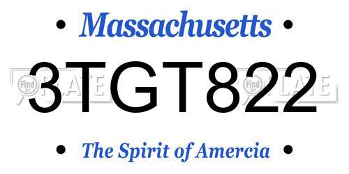 3TGT822 Massachusetts License Plate