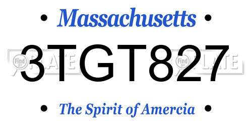 3TGT827 Massachusetts License Plate