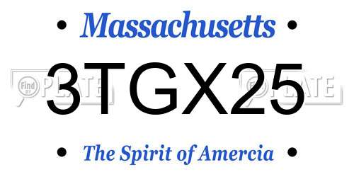3TGX25 Massachusetts License Plate