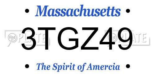 3TGZ49 Massachusetts License Plate