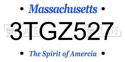 3TGZ527 Massachusetts License Plate