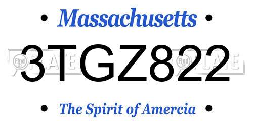 3TGZ822 Massachusetts License Plate