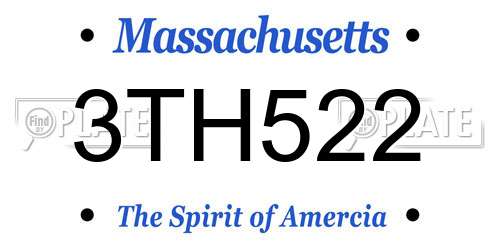3TH522 Massachusetts License Plate