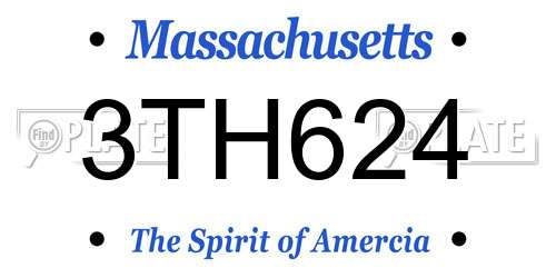 3TH624 Massachusetts License Plate