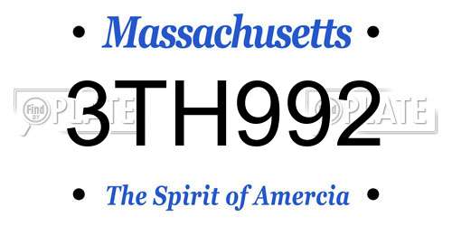 3TH992 Massachusetts License Plate