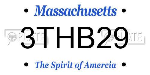 3THB29 Massachusetts License Plate
