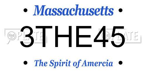 3THE45 Massachusetts License Plate