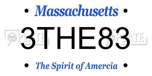 3THE83 Massachusetts License Plate