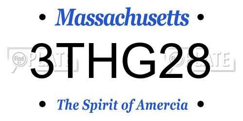 3THG28 Massachusetts License Plate