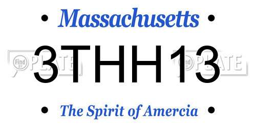 3THH13 Massachusetts License Plate