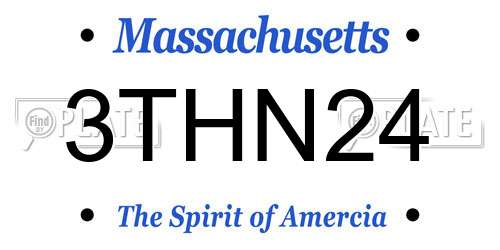 3THN24 Massachusetts License Plate