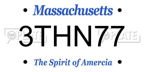 3THN77 Massachusetts License Plate
