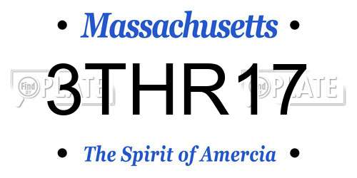 3THR17 Massachusetts License Plate