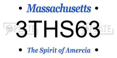 3THS63 Massachusetts License Plate