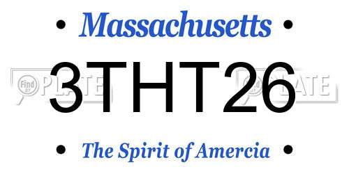 3THT26 Massachusetts License Plate