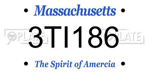 3TI186 Massachusetts License Plate
