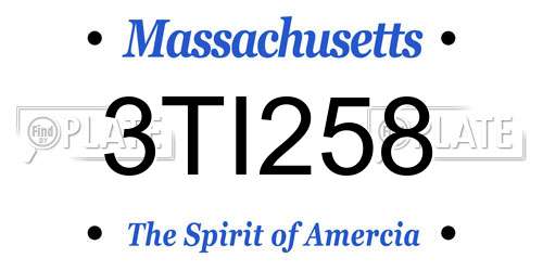 3TI258 Massachusetts License Plate