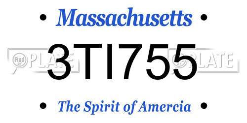 3TI755 Massachusetts License Plate