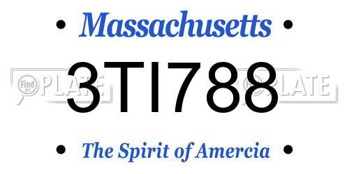 3TI788 Massachusetts License Plate