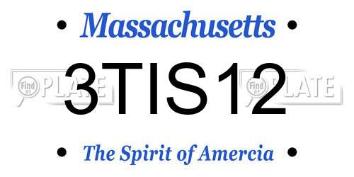 3TIS12 Massachusetts License Plate