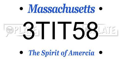 3TIT58 Massachusetts License Plate