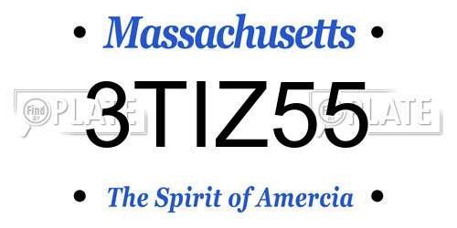 3TIZ55 Massachusetts License Plate