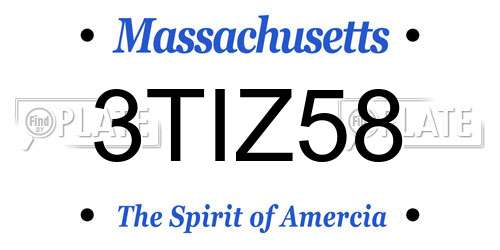 3TIZ58 Massachusetts License Plate