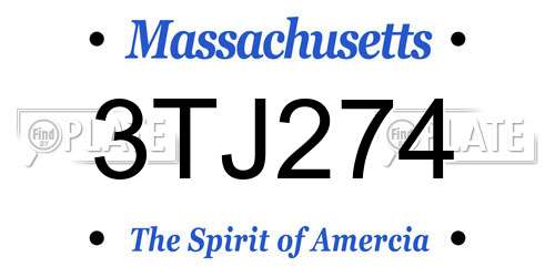 3TJ274 Massachusetts License Plate