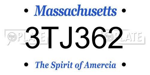 3TJ362 Massachusetts License Plate