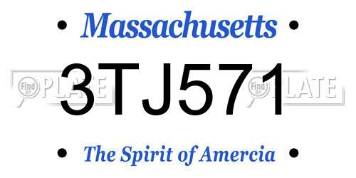 3TJ571 Massachusetts License Plate