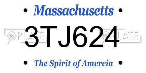 3TJ624 Massachusetts License Plate