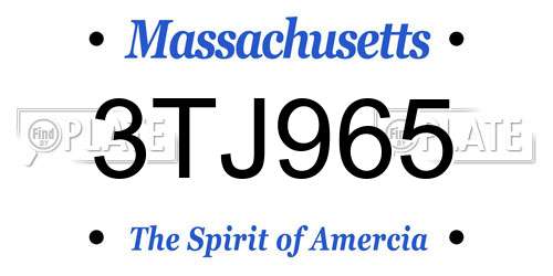 3TJ965 Massachusetts License Plate