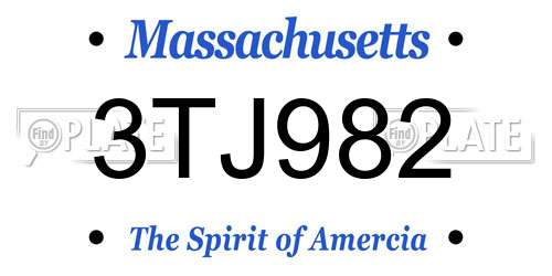3TJ982 Massachusetts License Plate