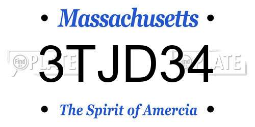 3TJD34 Massachusetts License Plate
